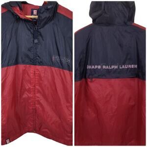 CHAPS RALPH LAUREN WINDBREAKER JACKET MEN MEDIUM Y2K CLASSIC VINTAGE SPELLOUT